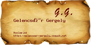 Gelencsér Gergely névjegykártya